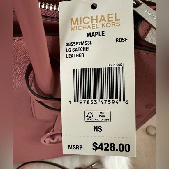 Michael Kors Rose Satchel with MK Charm - Picture 2 of 11